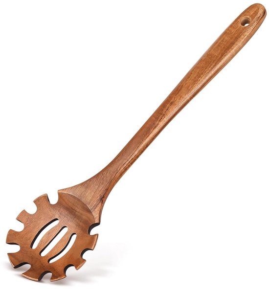 Nudellöffel Langstieliger Nudellöffel Gezahntes Holz Pastalöffel Gerillter Nudellöffel Praktisch Zum Kochen, Servieren, Abgießen Und Auffangen Pa