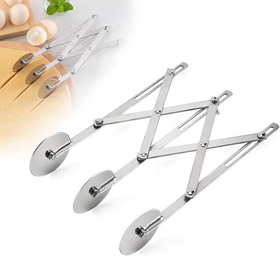Pizzaschneider Mit 3 Rädern Edelstahl Verstellbarer Pizzaschneider Mehrrunder Teigschneider Für Kekse Teig Unterteilung