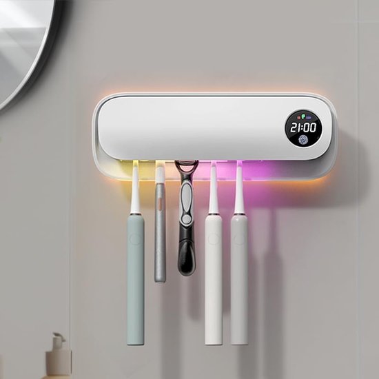 Zahnbürstenhalter Fürs Badezimmer Intelligenter Zahnbürstenhalter Mit Reinigungs Trocknungs Timerfunktion 5 Zahnbürstenhalter Mit Nachtlicht Mit Weiß