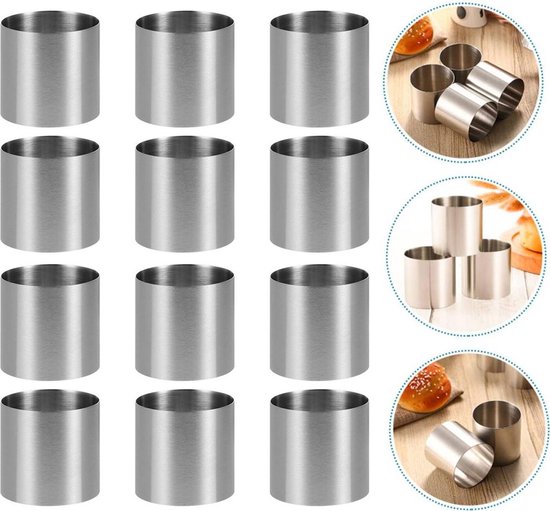 12-teiliges Tortenring-set Aus Edelstahl Mit Einem Durchmesser Von 6 Cm.
