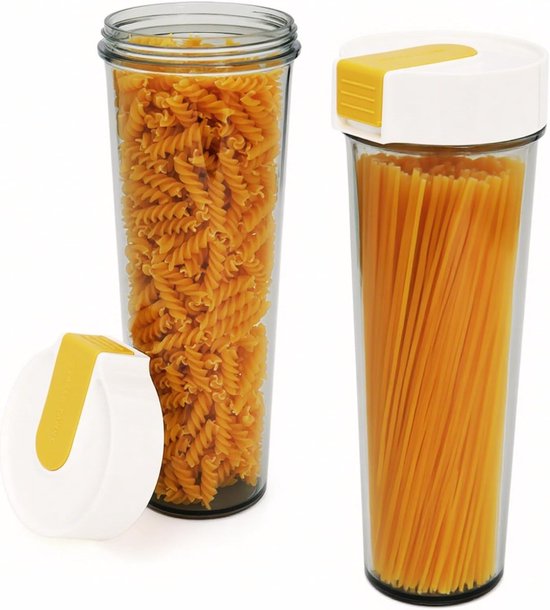 Set Mit 2 X 1 Liter (34 Oz) Nudel Aufbewahrungsgläsern Mit Verschließbaren Deckeln. Bpa Freie Kunststoff Lebensmittelbehälter. Hohe, Runde Nudelg