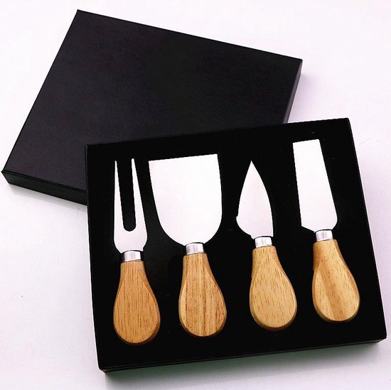 Käsemesser 4er Set Bambus Edelstahl Geschenkbox
