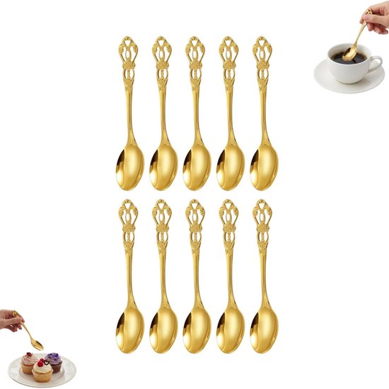 10 Teiliges Kaffeelöffel Set Edelstahl Kaffeelöffel Vintage Teelöffel (13 Cm) Rührlöffel Im Europäischen Design Leicht Zu Reinigende Dessertlöffe