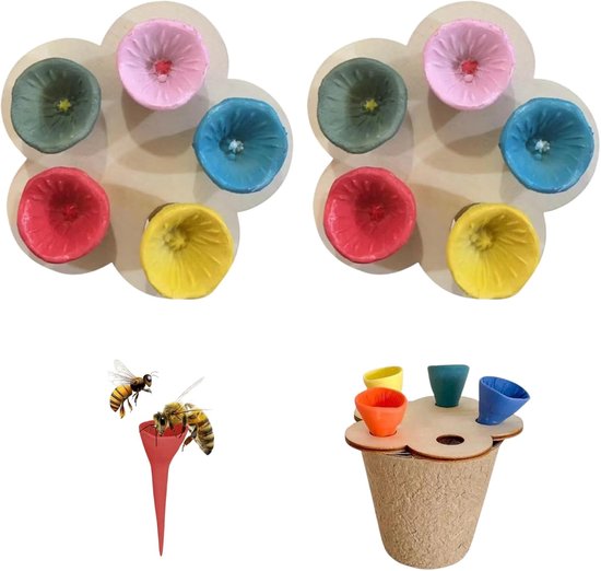 Bienen Trinkbecher 10 Stück Bienen Trinkschale Insekten Trinkbecher Öko Wasserstation Bienentränke Gartendekoration Biodiversität Blumenstecker W