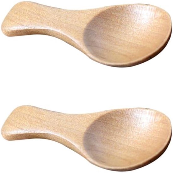 2 Mini-holzlöffel In Kakiform Mit Kurzem Griff Ideal Für Kleine Gläser Mit Marmelade Gewürzen Zucker Honig Tee Oder Kaffee Küchenhelfer Und 8 3 5