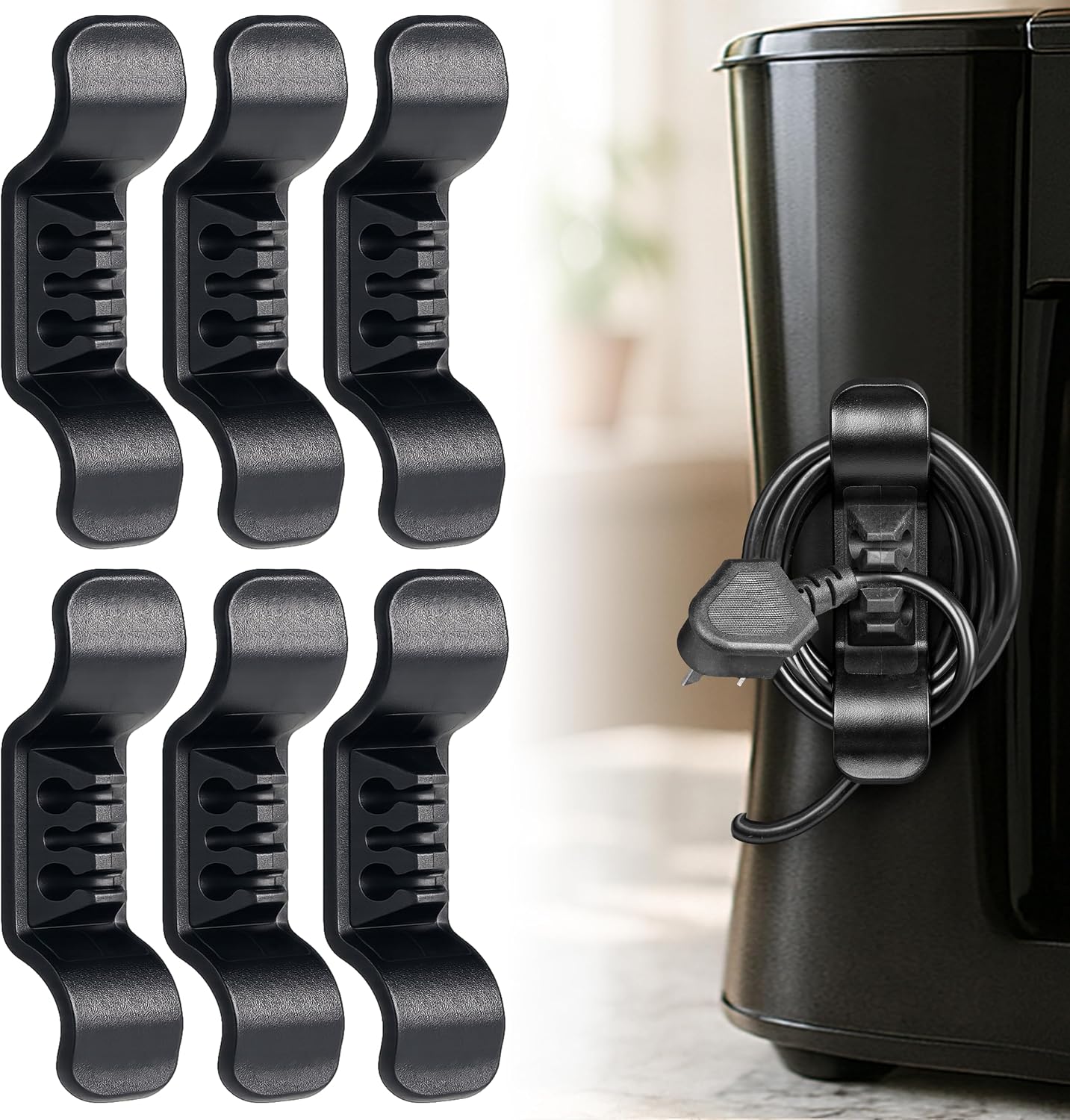6er-pack Schwarze Kabelhüllen Zur Kabelaufbewahrung – Für Mixer, Heißluftfritteuse, Entsafter, Kaffeemaschine Und Standmixer – Praktische Kabelorganisation