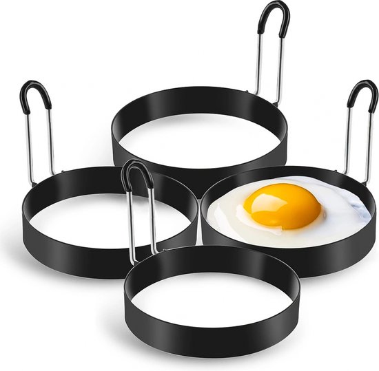 Eierform 4 Teilig Omelettform Küchenutensil Edelstahl 7,6 Cm Spiegeleiform Eierring Set Pfannkuchenform Küchengerät Antihaftbeschichtung