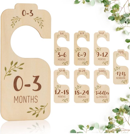Kleideraufhänger Für Babys 8-teiliges Set Aus Wunderschönen Doppelseitigen Kleiderbügeln Aus Holz In Verschiedenen Größen Geeignet Für Bis Zu 24 24