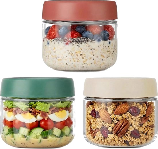 Behälter Für Overnight Oats Chia Pudding Gläser Mit Deckel Auslaufsicherer Schraubverschluss Große Öffnung Für Bequemes Befüllen 284 Ml Glasgröße