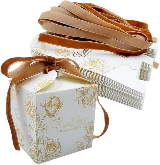 30 Quadratische Bonbonboxen Aus Kraftpapier Niedliche Hochzeitsgeschenkboxen Kleine Geschenkboxen Aus Papier Mit Schleife Für Pralinen Hochzeiten Gold