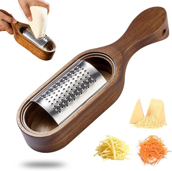 Käsereibe Käsereibe Mit Auffangbehälter Edelstahlreibe Mit Holzgriff Zitronenreibe Mit Auffangbehälter Käsehobel Mit Auffangbehälter, Flache Hand