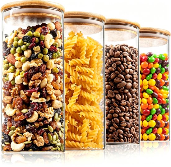 Vorratsgläser Mit Deckel, 4er Set, 1400 Ml Luftdicht Spülmaschinen Und Mikrowellengeeignet, Für Kekse, Nudeln, Trockenvorräte, Frühstücksflocken,