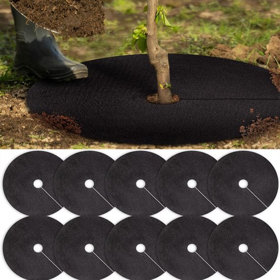 32 Cm Großer, Nicht Gewebter Baummulchring, 10 Unkrautvliesmatten, Biologisch Abbaubarer Baummulch Zur Hemmung Des Unkrautwachstums Und Zur Unkra