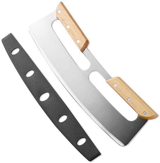 Pizzamesser Mit Wiegefunktion Pizzamesser Wiegemesser Aus Edelstahl 34 Cm Pizzaschneider Mit Holzgriff Pizzaschneider Mit Klingenschutz Für Pizza
