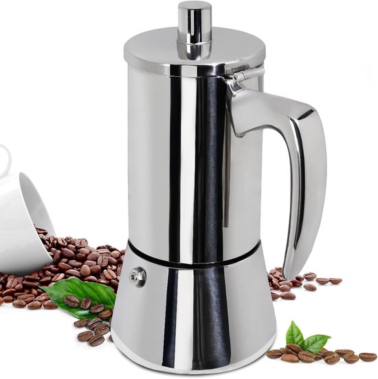 300 Ml Mokkakanne (6 Tassen) Aus Edelstahl 304 Italienische Espressomaschine, Für Induktionsherde, Tragbar Und Einfach Zu Bedienen