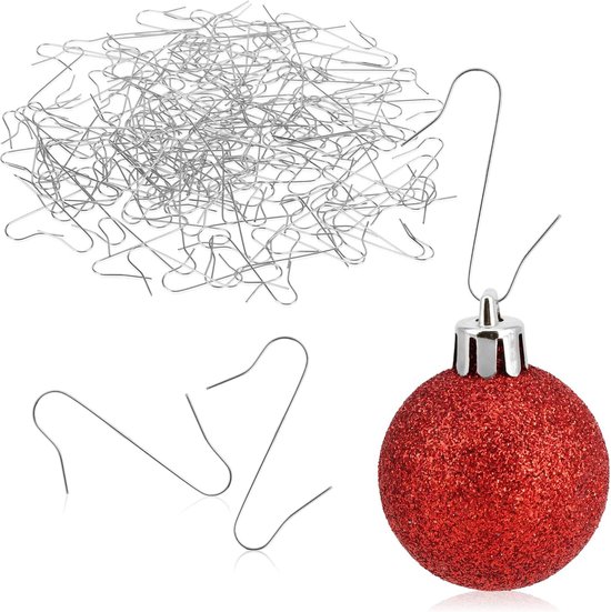 100 Christbaumkugelhaken, S Förmiges Doppelhaken Design, Kugeln, Silberfarben.