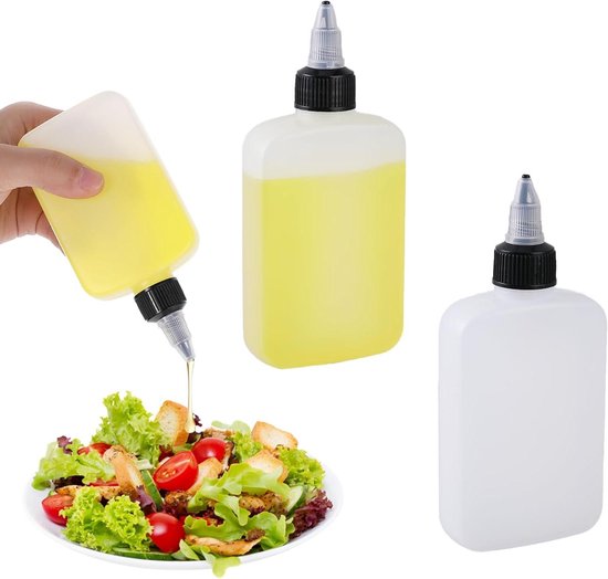 Gewürz Quetschflaschen Set (2er Pack) Nachfüllbare Dosierflaschen Für Saucen Und Öle Küchenaccessoire Zum Kochen Auslaufsicher Und Praktisch In D