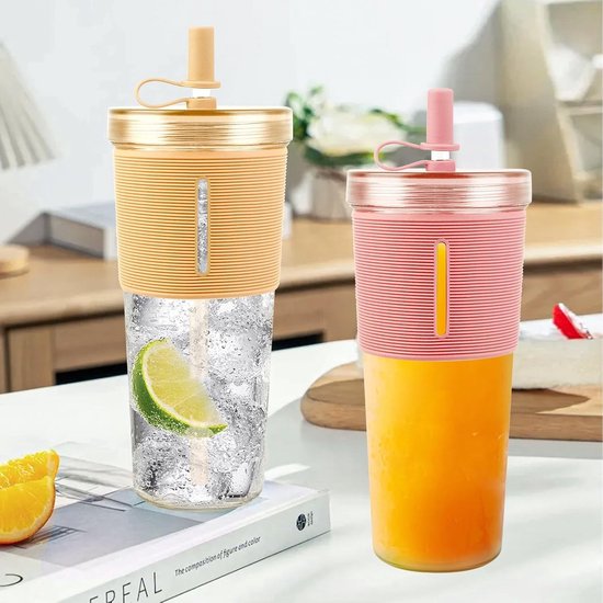 Doppelwandige, Isolierte Kunststoffbecher, Wiederverwendbar, Für Smoothies, Bubble Tea, Eiskaffee, 2 Stück