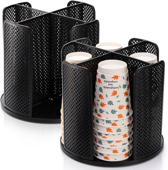 Set Mit 2 Kaffeebecherspendern Drehbarem Becher Und Deckelhalter Mit 4 Fächern Kunststoff Und Papierbecherhalter Für Büro Restaurant Pausenraum