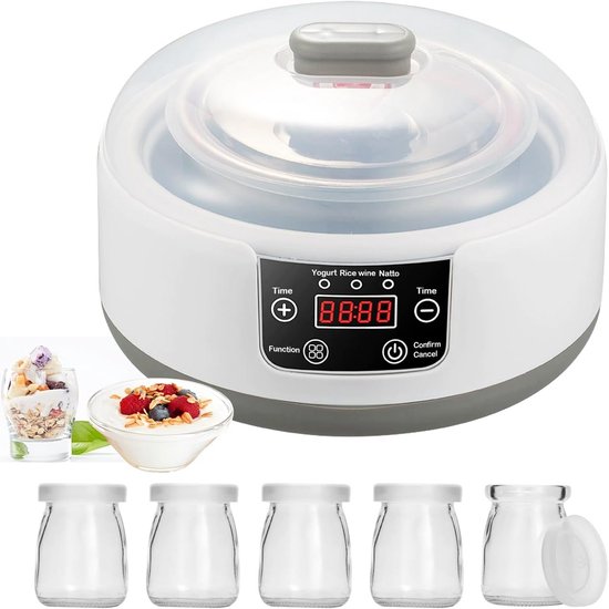 Joghurtbereiter Mit 5 Gläsern Und 1,2-liter-schüssel – Für Hausgemachten Joghurt Und Natürliche Fermentation