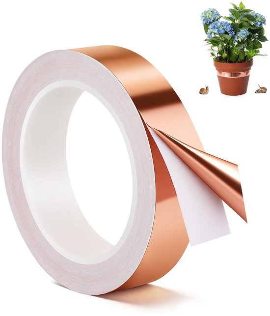 Kupferband 2,5 Cm X 20 M Kupfer Schneckenschutzband Schneckenband Leitfähiges Band Ungiftig Und Sicher Pflanzenschutz Schneckenfalle Für Blumentö