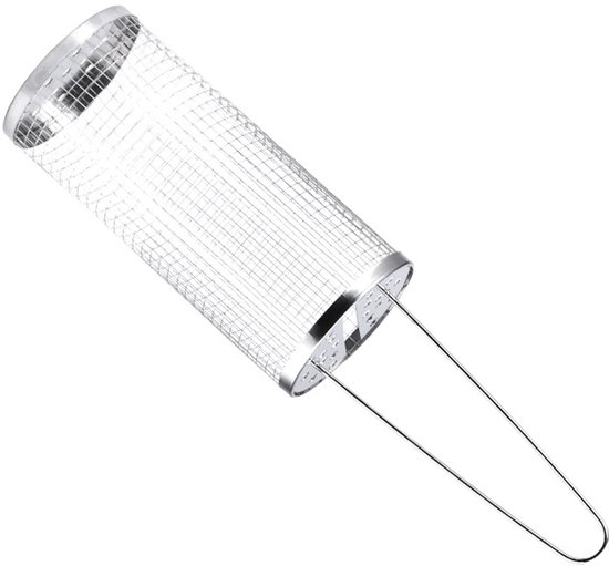 Rollbarer Grillkorb – Edelstahl – Für Grillen Und Camping – Für Gemüse, Fisch Und Fleisch Auf Dem Grill – 37 X 9 X 9 Cm
