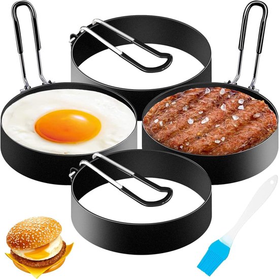 Eierring Pfannkuchenform Aus Edelstahl 7,6 Cm Rund Spiegeleierform Antihaftbeschichtet Für Spiegeleier, Pfannkuchen Und Omeletts 4 Teilig Küchenu