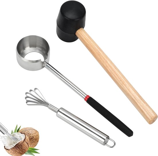 Kokosnussschalenöffner 3 Teiliges Set Kokosnussöffner Tragbarer Kokosnussöffner Kokosnussschaber Professionelles Kokosnusswerkzeug Für Küche, Pic