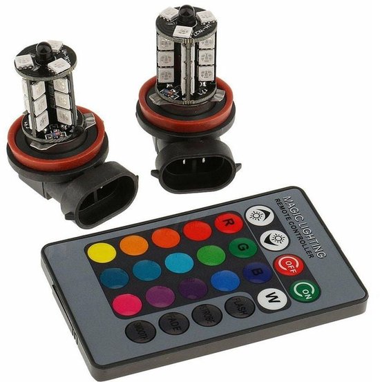 Lamp-auto-led-nebelscheinwerfer, Geeignet Für Fernbedienung, Mit Farbigen H8- Und H11-smd-rgb-led-chips, Nämlich H11-27rgb Bzw. H8-27rgb.
