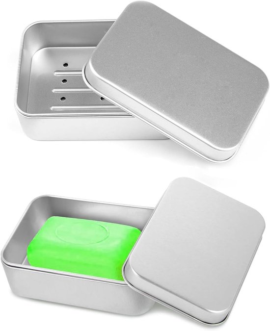 2er Pack Reiseseifenboxen Aluminium Seifenboxen Für Hostels, Hotels, Studentenwohnheime, Waschräume Dreifach Tropffunktion Gesichtsreinigung Quad