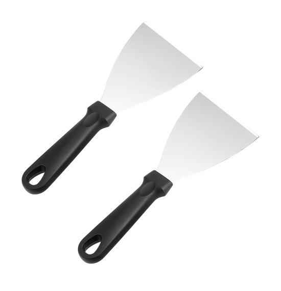 2-teiliges Grillspatel-set Grillspatel Aus Edelstahl Mit Schwarzen Kunststoffgriffen Geeignet Zum Grillen Für Teppanyaki-fleisch 23 3 X 7 2 Cm 23,3