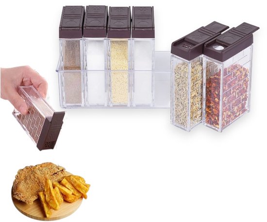 6 Teiliges Kräuteraufbewahrungsset Kräutergläser Und Gewürzbehälter Kräuterbehälter Mit 6 Fächern Und Boden Küchengewürzflaschen Und Zubehör Deck