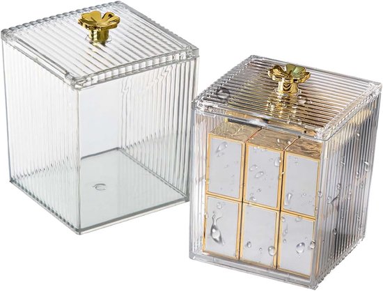 Set Mit 2 Aufbewahrungsboxen Für Wattestäbchen, Aufbewahrungsregal Für Badezimmer, Aufbewahrungsboxen Für Kosmetikartikel Im Badezimmer Und Schlafzimmer