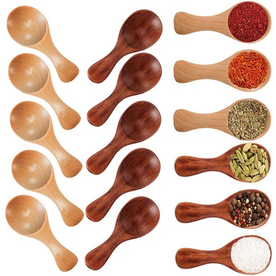 10er-pack Mini-holzlöffel, Küchenlöffel, Kleine Kurze Gewürzlöffel