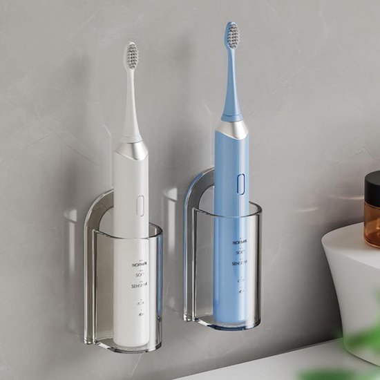 Elektrische Zahnbürstenhalterung 2er Pack Transparent Bürstenkopfhalter Wandmontierte Zahnbürstenhalterung Fürs Badezimmer Selbstklebende Elektri