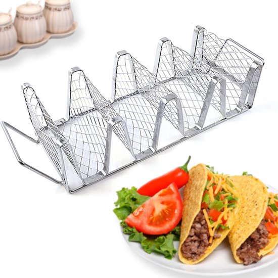 Taco-halter Mexikanischer Burrito-ständer Aus Edelstahl Küchenutensilienhalter Taco-ständer Für Partys Grillofen Heißluftfritteuse Gewürzspender
