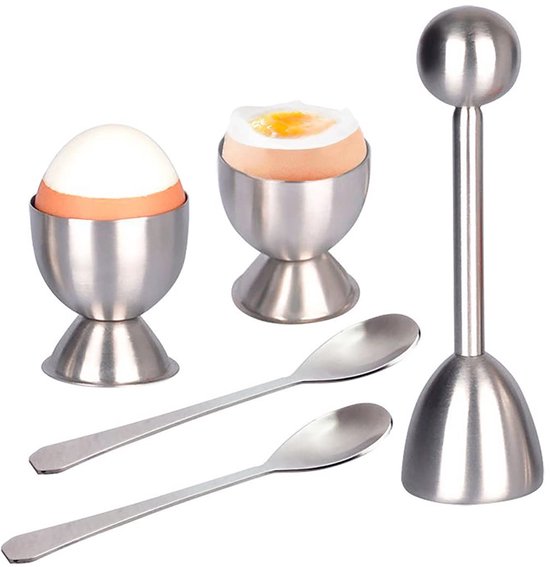 5 Teiliges Eieröffner Set Eierschalenschneider Eieraufsatz Eierschneider Eieröffner Aus Edelstahl Mit Löffel Und Eierbecher Für Weichgekochte, Ha