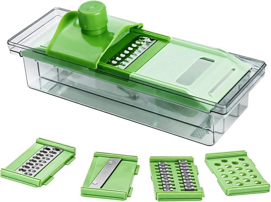 Multifunktionaler Gemüseschneider Mit Edelstahlklingen Küchenmandoline Mit Lebensmittelechtem Kunststoff Und Fingerschutz Perfekt Für Kartoffeln Rot