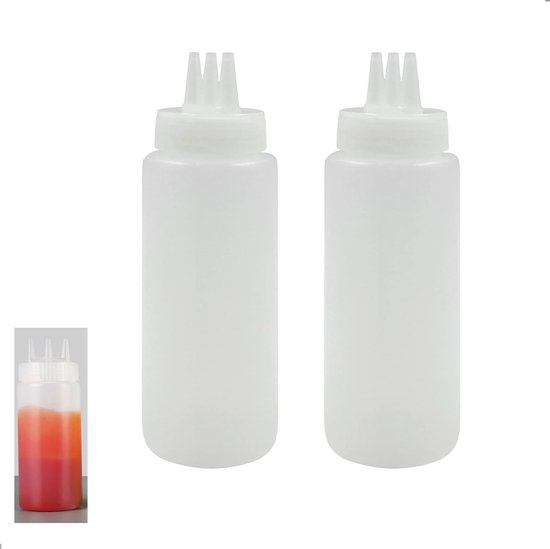 Quetschflasche Für Saucen Und Dressings, Mit Mehreren Löchern, Hygienisch Und Gesund, Ideal Für Salate Und Marmelade, 450 Ml, 2 Stück