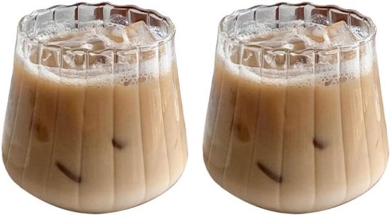 Set Aus 2 Retro-trinkgläsern Gestreifte Gläser Gewellte Gläser Für Eiskaffee Gestreifte Trinkgläser Gerippte Gläser Wassergläser Weingläser 430 430 Ml