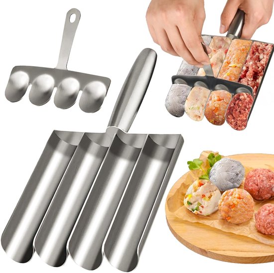 Fleischbällchenformer Fleischbällchenlöffel Schnelle Fleischbällchenzubereitung 4 In 1 Design Edelstahl
