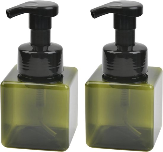 Pumpflaschen Shampoo Spender 2 Stück Seifenspender 250 Ml Nachfüllbar Pet Transparent Grün Für Spülung, Duschgel Und Lotion Grün