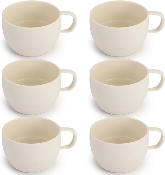 6er Set Kaffeebecher Kunststoffbecher, 350 Ml Robust Und Leicht Für Zuhause, Picknicks Und Camping Für Heiße Und Kalte Getränke Als Geschenk, Für