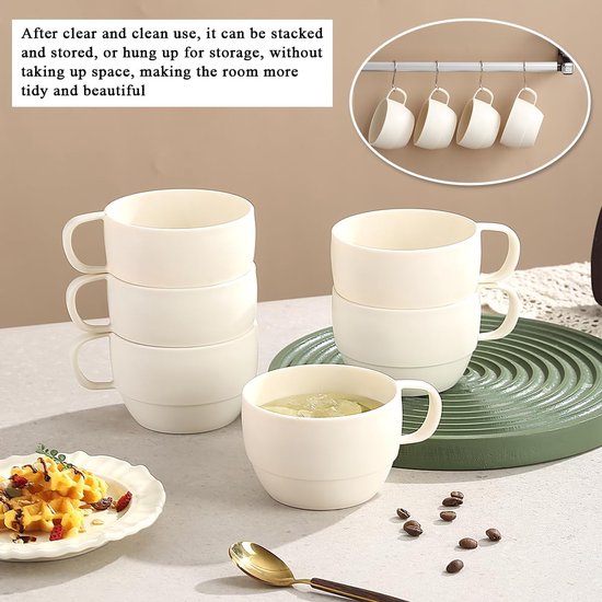 6er-set Kaffeebecher – Kunststoffbecher, 350 Ml – Robust Und Leicht – Ideal Für Zuhause, Picknicks Und Camping – Geeignet Für Heiße Und Kalte Getränke – Perfekt Als Geschenk, Für Partys Oder Als Firme