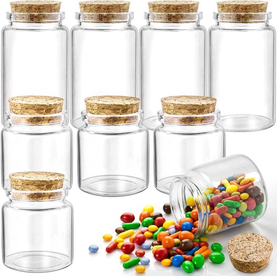 8 Stück Glasflaschen Mit Korkenverschluss, 50 Ml/100 Ml Mini-glasflaschen Für Dekoration, Geschenke, Partys, Küchengewürze Und Bastelarbeiten.