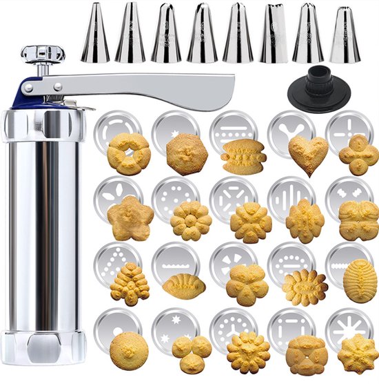 Gebäckpresse Mit 20 Schablonen 8 Tüllen Und Spritzbeutel Geeignet Für Kekse Kuchen Und Churros Gebäckmaschine Zum Backen Und Dekorieren Von Und