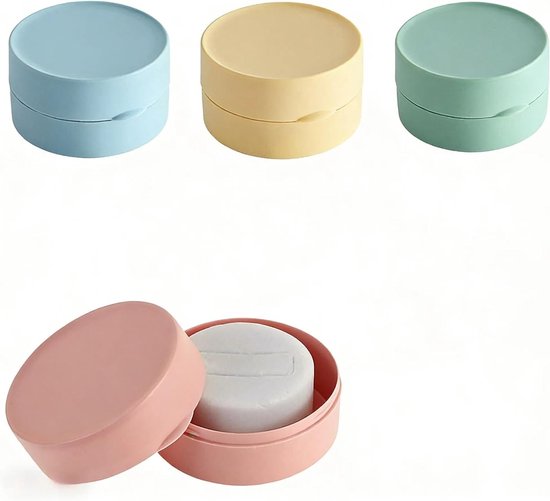Runde Seifenschalen, 4er-set – 8 Cm Große Seifenschalen Aus Kunststoff Mit Deckel In 4 Farben Für Zuhause, Reisen Und Schule