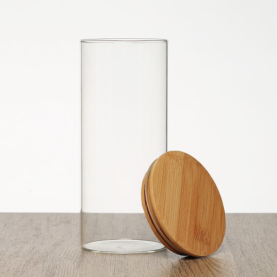 Glasvorratsdosen Mit Luftdichten Bambusdeckeln Und Holzdeckeln Zur Aufbewahrung Von Lebensmitteln Wie Kaffee, Tee, Zucker, Süßigkeiten, Keksen, R