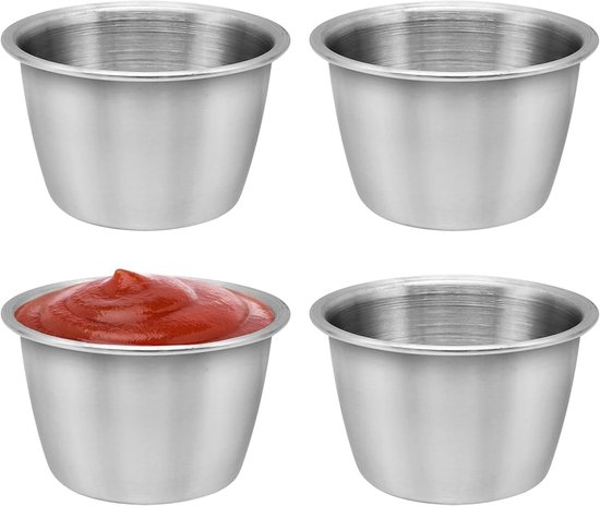 4 Saucenschälchen, Edelstahl, Vielseitig, Mini-schälchen Für Saucen, Soßen, Snacks (6 X 3,8 Cm)