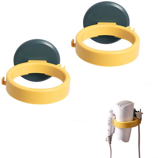 Haartrockner Ablage Set Badezimmer Aufbewahrungsregal Badezimmerorganisation Nicht Perforiertes Design 2 Teilig, 9 Cm Gelb